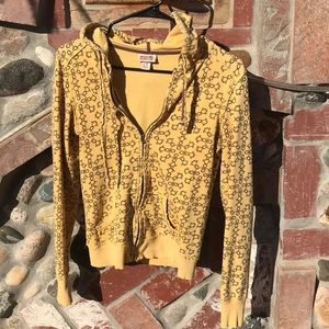 Mossimo early 2000s full zip yellow hoodie crop circle print S